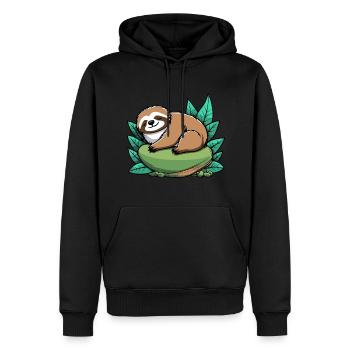 Sleeping Sloth Illustration - Men’s Premium Organic Hoodie - black - Front - Nico (187cm)