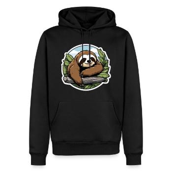 Sleeping Sloth Illustration - Men’s Premium Organic Hoodie - black - Front - Nico (187cm)