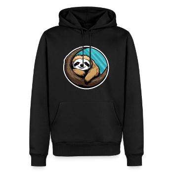 Sleeping Sloth Illustration - Men’s Premium Organic Hoodie - black - Front - Nico (187cm)