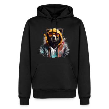 Ours Hip-Hop Cool - Sweat à capuche Premium bio Homme - noir - Devant - Nico (187cm)