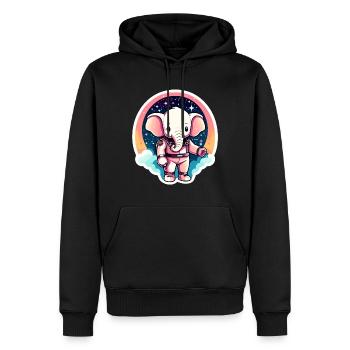 Elefant Astronaut Illustration - Männer Premium Bio Hoodie - Schwarz - Vorne - Nico (187cm)