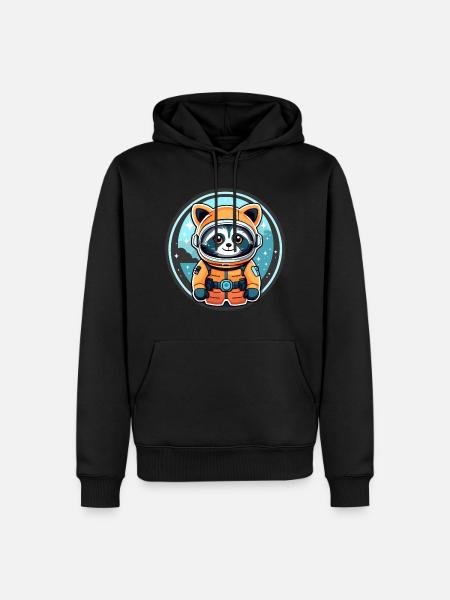 Raccoon Astronaut Illustration - Men’s Premium Organic Hoodie - black