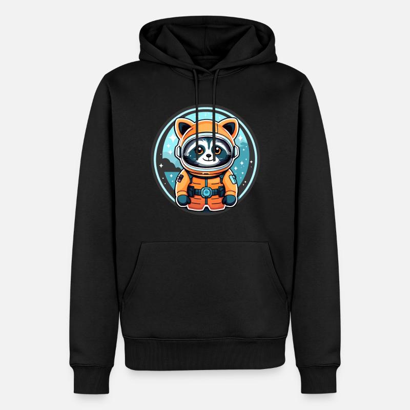 Illustration d’astronaute raton laveur - Sweat à capuche Premium bio Homme - noir