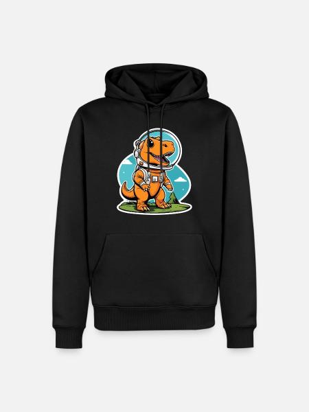 Dinosaurier Astronaut Illustration - Männer Premium Bio Hoodie - Schwarz