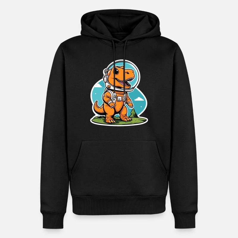 Illustration d’astronaute dinosaure - Sweat à capuche Premium bio Homme - noir