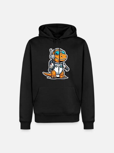 Dinosaurier Astronaut Illustration - Männer Premium Bio Hoodie - Schwarz