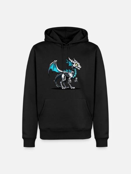Cute Dragon Skeleton Illustration - Men’s Premium Organic Hoodie - black