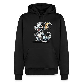 Illustration de squelette de dragon mignon - Sweat à capuche Premium bio Homme - noir - Devant - Nico (187cm)