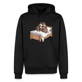 Faultier im Bett Offizielles Schlafshirt - Männer Premium Bio Hoodie - Schwarz - Vorne - Nico (187cm)