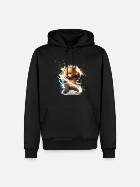 Blitzschlag-Teddy - Männer Premium Bio Hoodie - Schwarz