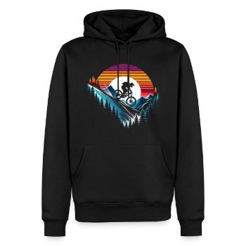 Biker VTT VTT Vintage Cadeau Homme - Sweat à capuche Premium bio Homme - noir - Devant - Nico (187cm)