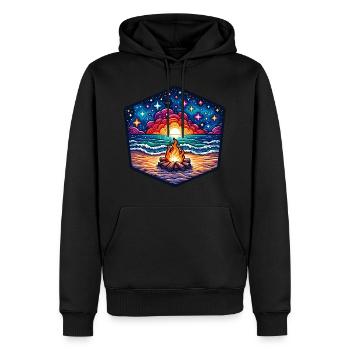Lebendiges Lagerfeuer am Meer - Männer Premium Bio Hoodie - Schwarz - Vorne - Nico (187cm)