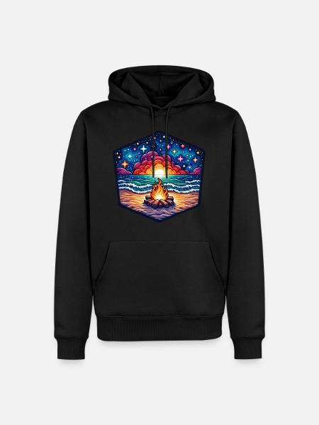 Vibrant campfire by the sea - Men’s Premium Organic Hoodie - black