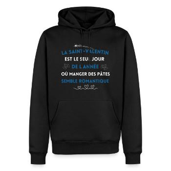 La Saint Valentin est le seul jour - Sweat à capuche Premium bio Homme - noir - Devant - Nico (187cm)