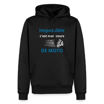 Impossible, c'est mon cours de moto - Sweat à capuche Premium bio Homme - noir - Devant - Nico (187cm)