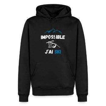 Impossible j'ai ski - Sweat à capuche Premium bio Homme - noir - Devant - Nico (187cm)