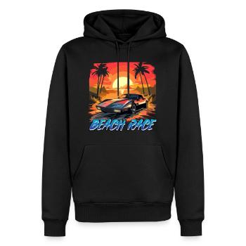 COURSE PLAGE - Sweat à capuche Premium bio Homme - noir - Devant - Nico (187cm)