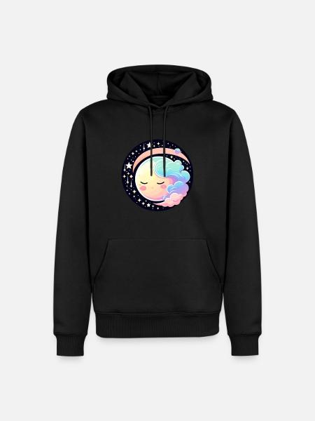 Mond Landschaft Illustration - Männer Premium Bio Hoodie - Schwarz