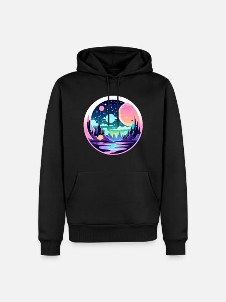 Moon Landscape Illustration - Men’s Premium Organic Hoodie - black