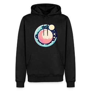 Mond Landschaft Illustration - Männer Premium Bio Hoodie - Schwarz - Vorne - Nico (187cm)