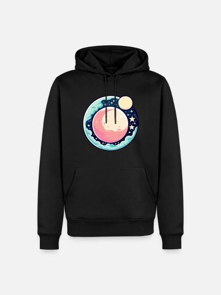 Moon Landscape Illustration - Men’s Premium Organic Hoodie - black
