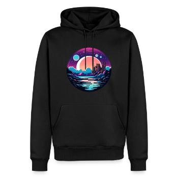 Mond Landschaft Illustration - Männer Premium Bio Hoodie - Schwarz - Vorne - Nico (187cm)
