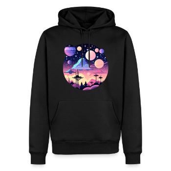 Mond Landschaft Illustration - Männer Premium Bio Hoodie - Schwarz - Vorne - Nico (187cm)