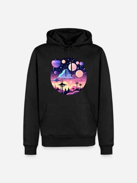 Moon Landscape Illustration - Men’s Premium Organic Hoodie - black