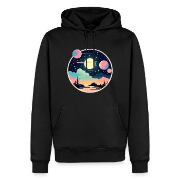 Mond Landschaft Illustration - Männer Premium Bio Hoodie - Schwarz - Vorne - Nico (187cm)