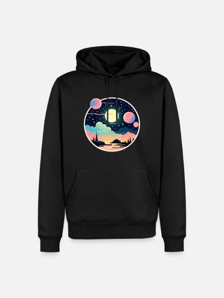 Moon Landscape Illustration - Men’s Premium Organic Hoodie - black