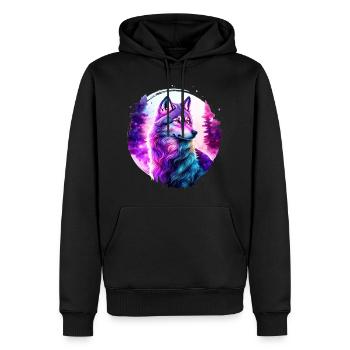 Loup - Sweat à capuche Premium bio Homme - noir - Devant - Nico (187cm)