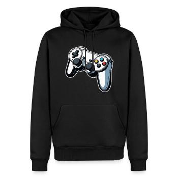 Controller White Illustration - Men’s Premium Organic Hoodie - black - Front - Nico (187cm)