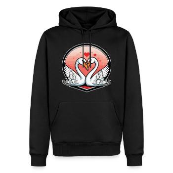Schwan Valentinstag Illustration - Männer Premium Bio Hoodie - Schwarz - Vorne - Nico (187cm)