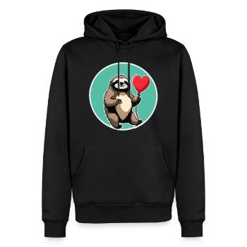 Faultier Herz Illustration Valentinstag - Männer Premium Bio Hoodie - Schwarz - Vorne - Nico (187cm)
