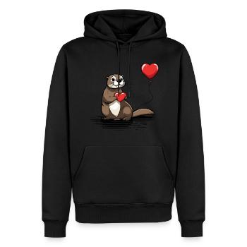 Coeur de loutre - Saint-Valentin - Sweat à capuche Premium bio Homme - noir - Devant - Nico (187cm)
