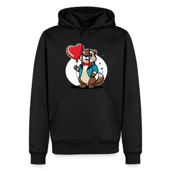 Coeur de loutre - Saint-Valentin - Sweat à capuche Premium bio Homme - noir - Devant - Nico (187cm)