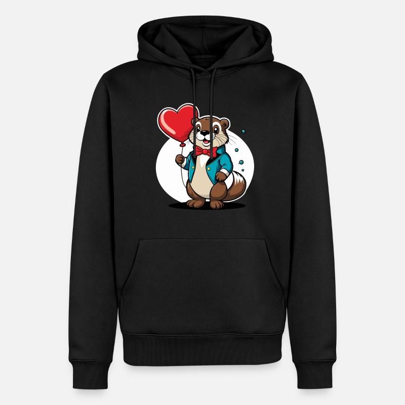 Coeur de loutre - Saint-Valentin - Sweat à capuche Premium bio Homme - noir