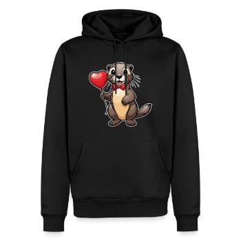 Coeur de loutre - Saint-Valentin - Sweat à capuche Premium bio Homme - noir - Devant - Nico (187cm)
