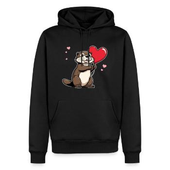 Coeur de loutre - Saint-Valentin - Sweat à capuche Premium bio Homme - noir - Devant - Nico (187cm)