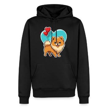 Zwergspitz Herz - Valentinstag - Männer Premium Bio Hoodie - Schwarz - Vorne - Nico (187cm)