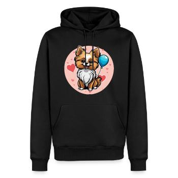 Zwergspitz Herz - Valentinstag - Männer Premium Bio Hoodie - Schwarz - Vorne - Nico (187cm)