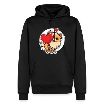 Zwergspitz Herz - Valentinstag - Männer Premium Bio Hoodie - Schwarz - Vorne - Nico (187cm)