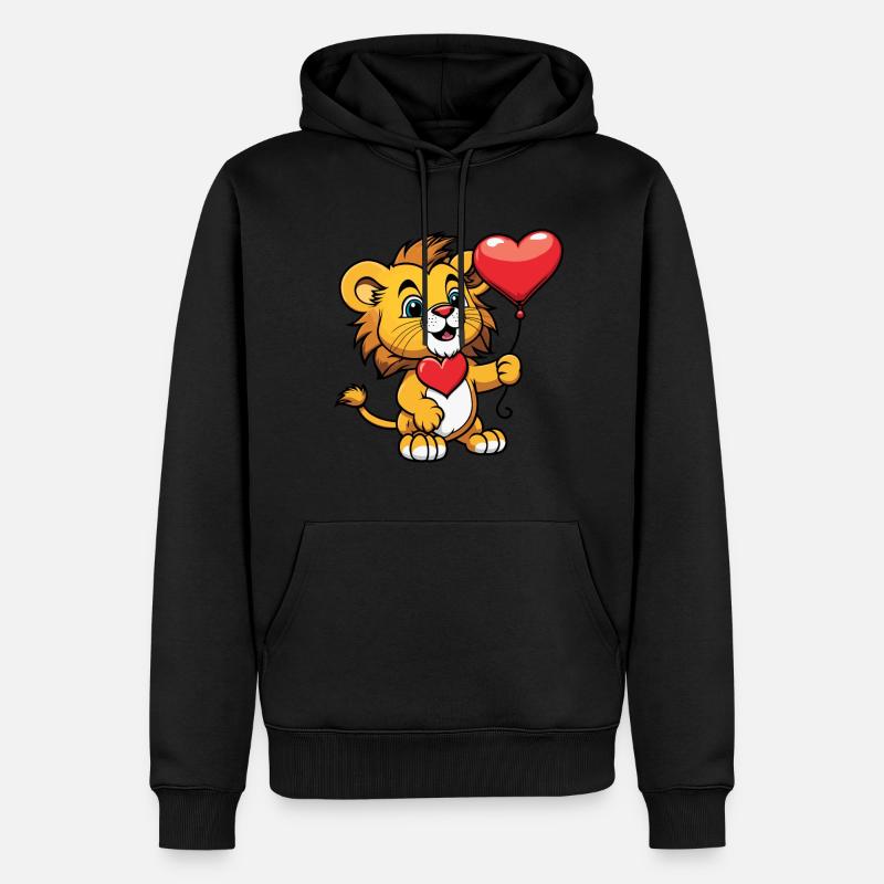 Cœur de Lion - Saint Valentin - Sweat à capuche Premium bio Homme - noir