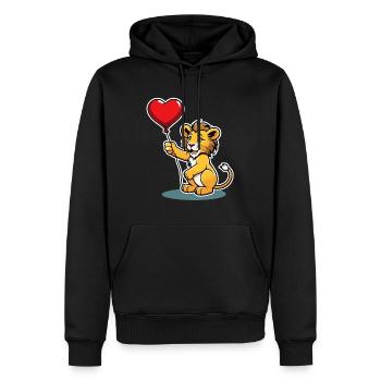 Löwe Herz - Valentinstag - Männer Premium Bio Hoodie - Schwarz - Vorne - Nico (187cm)