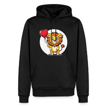 Löwe Herz - Valentinstag - Männer Premium Bio Hoodie - Schwarz - Vorne - Nico (187cm)