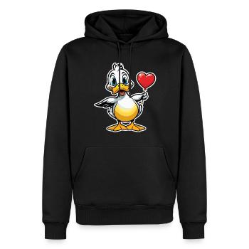 Ente Herz - Valentinstag - Männer Premium Bio Hoodie - Schwarz - Vorne - Nico (187cm)