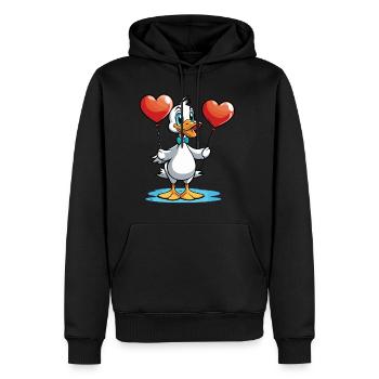 Ente Herz - Valentinstag - Männer Premium Bio Hoodie - Schwarz - Vorne - Nico (187cm)