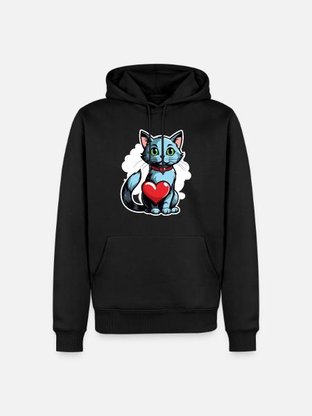 Coeur de chat - Saint-Valentin - Sweat à capuche Premium bio Homme - noir