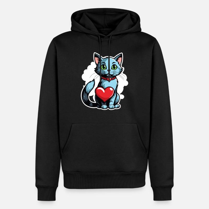 Coeur de chat - Saint-Valentin - Sweat à capuche Premium bio Homme - noir