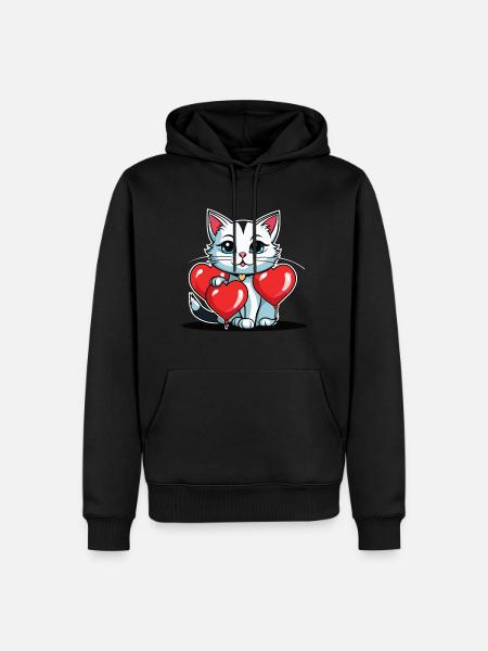 Coeur de chat - Saint-Valentin - Sweat à capuche Premium bio Homme - noir